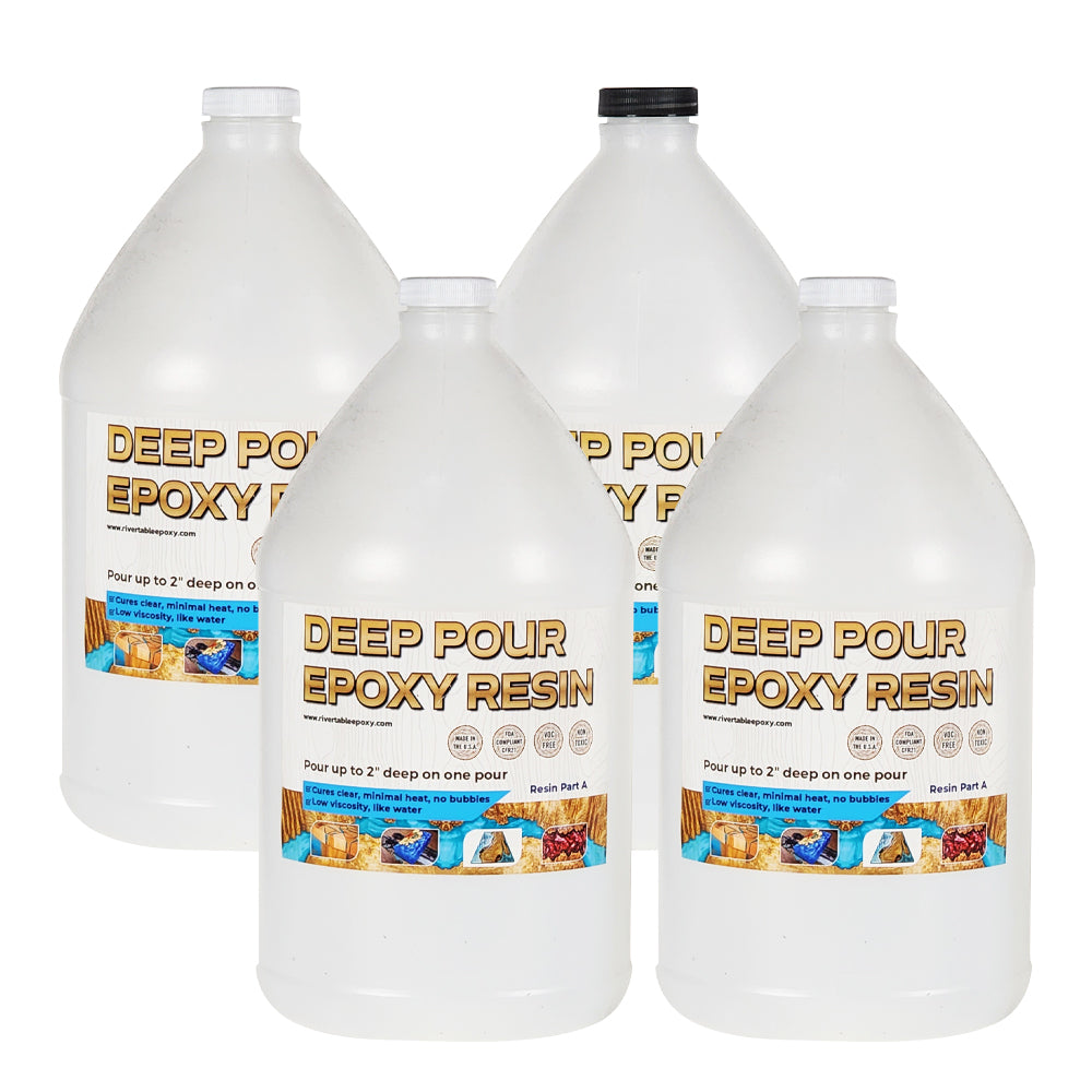 Deep Pour Casting Epoxy Resin for River Tables | Clear, Glossy Finish | 3 to 1 Ratio 4 Gallon Kit