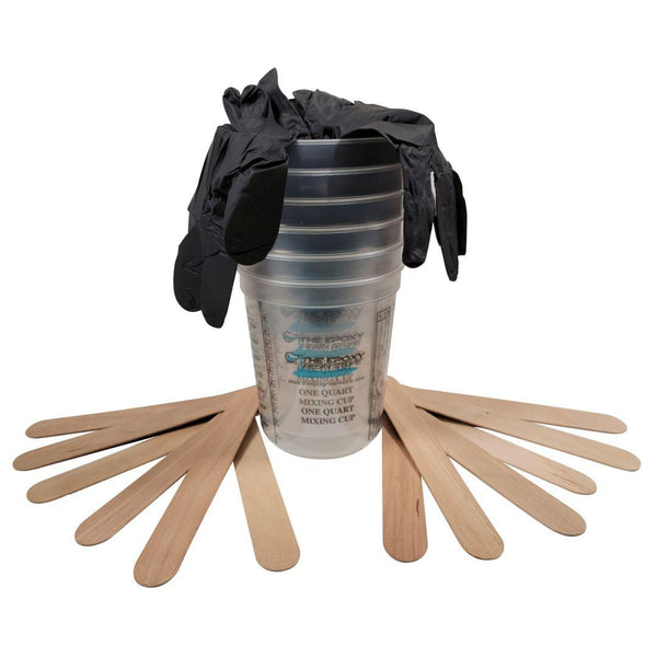 Special Starter Bundle - 12 Stir Sticks, 5 Nitrile Glove Pairs (L), 6 Graduated Mixing Cups (1-quart) - The Epoxy Resin Store  #