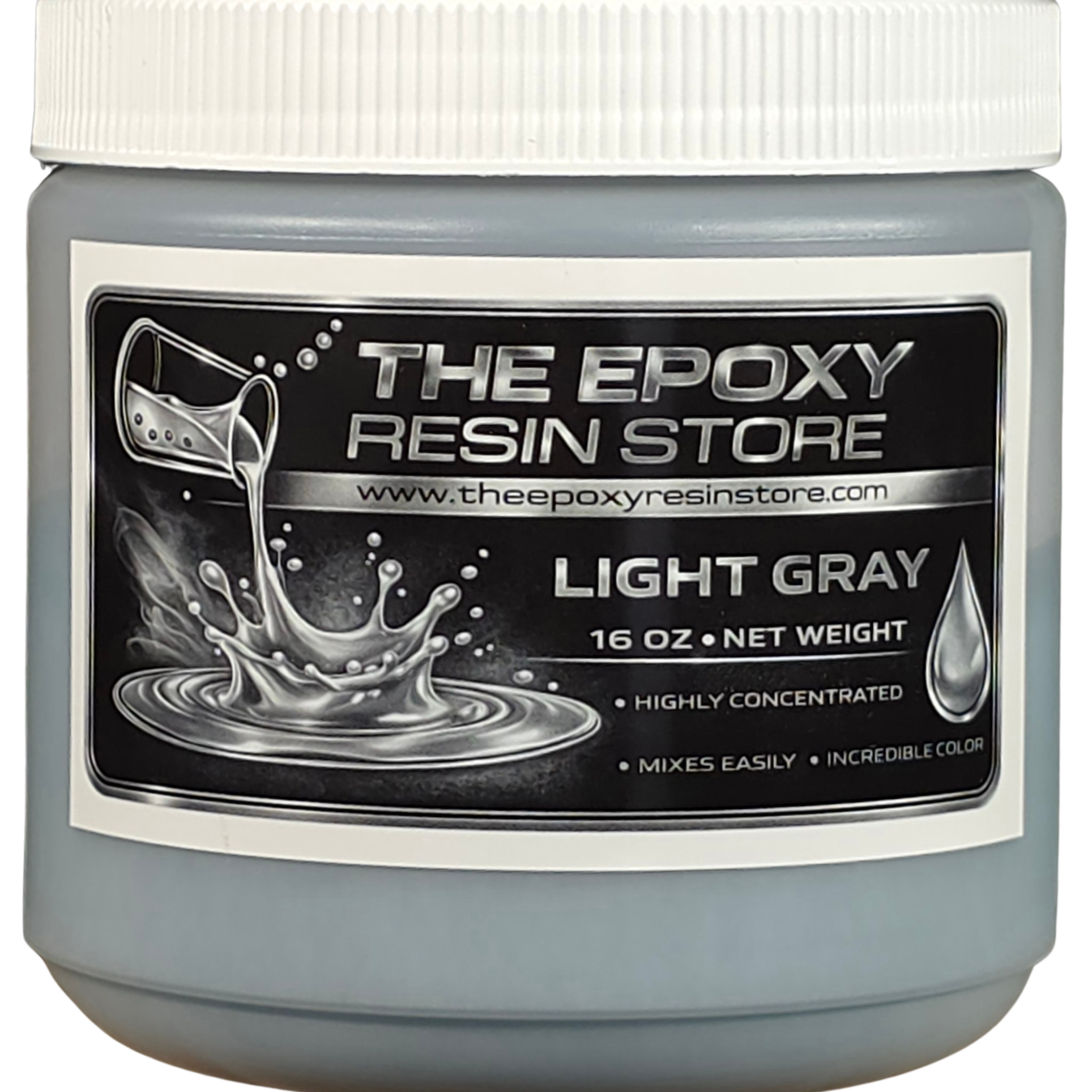 Liquid Light Gray Opaque Pigment for Epoxy Resin and Polyaspartics - 16oz jar