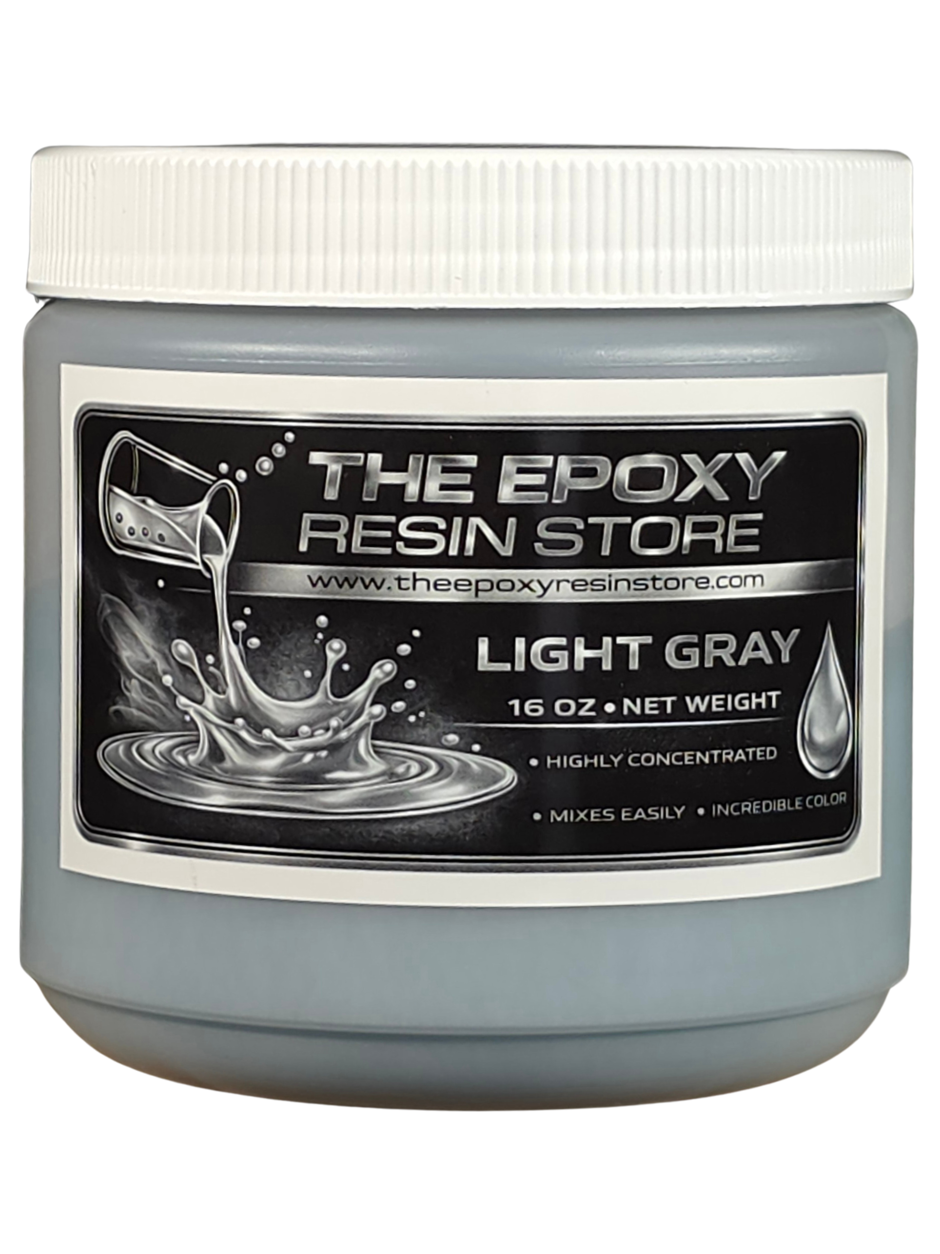 Liquid Light Gray Opaque Pigment for Epoxy Resin and Polyaspartics - 16oz jar