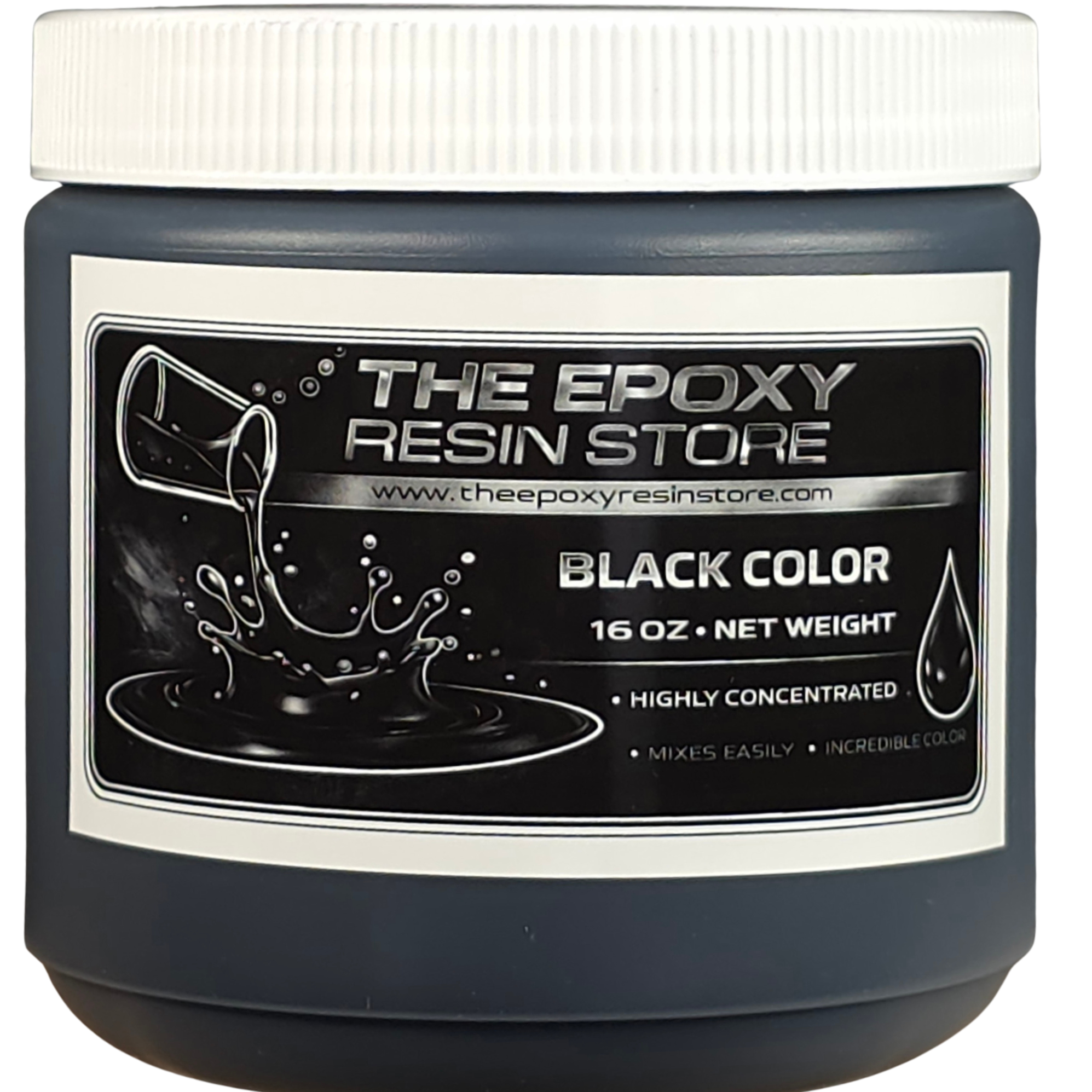 Liquid Black Opaque Pigment for Epoxy Resin and Polyaspartics - 16oz jar