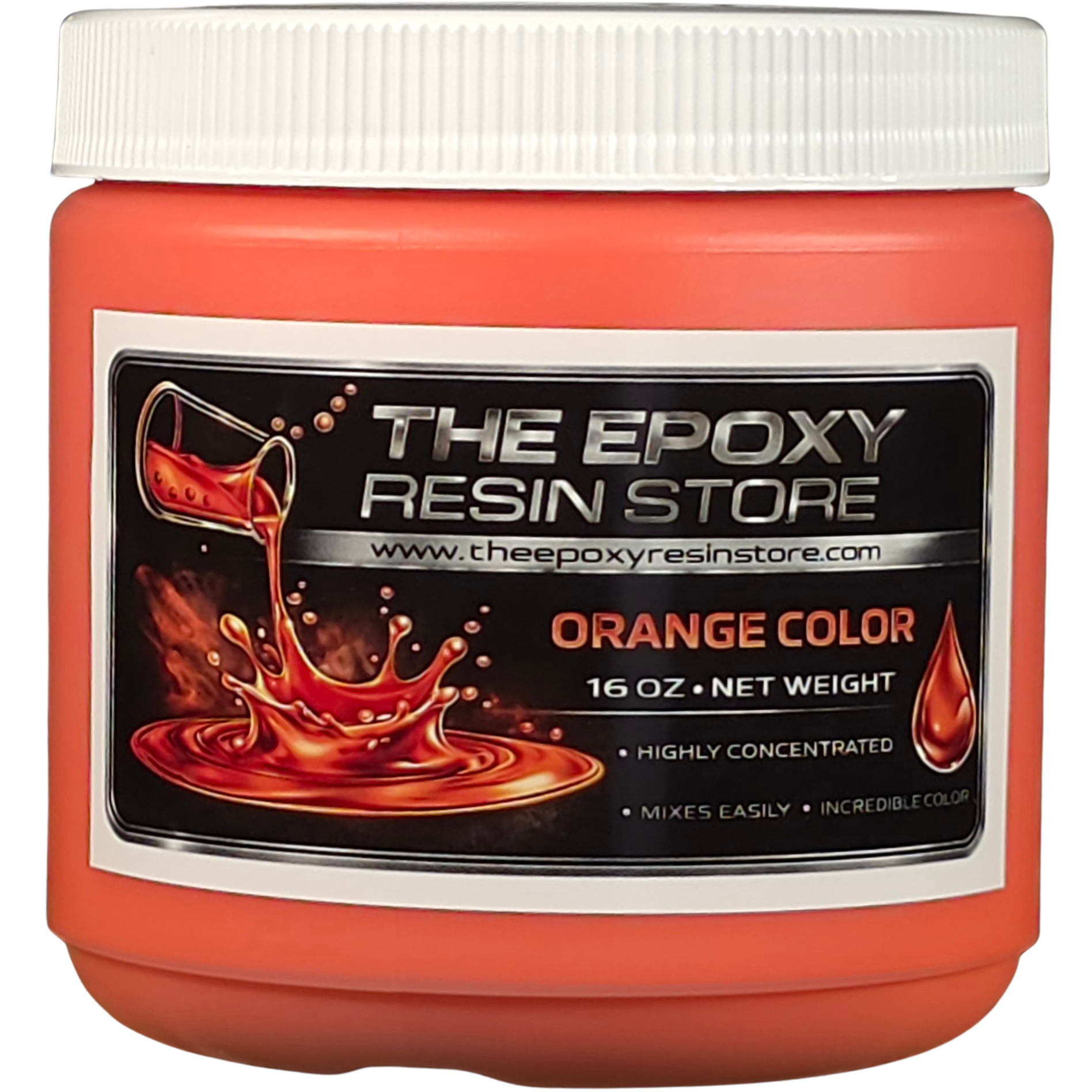 Liquid Orange Pigment – Highly Concentrated Liquid Colorant for Epoxy, Polyaspartics, River Tables, Art & Floor Coatings - 16oz jar