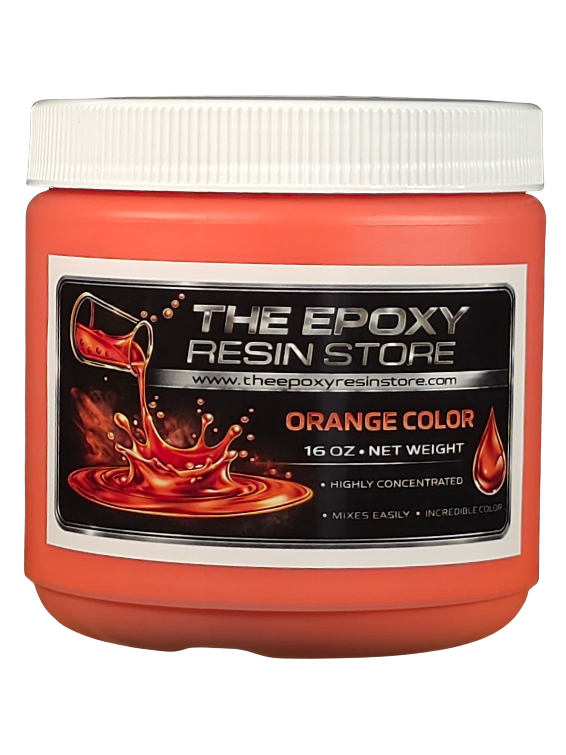 Liquid Orange Pigment – Highly Concentrated Liquid Colorant for Epoxy, Polyaspartics, River Tables, Art & Floor Coatings - 16oz jar