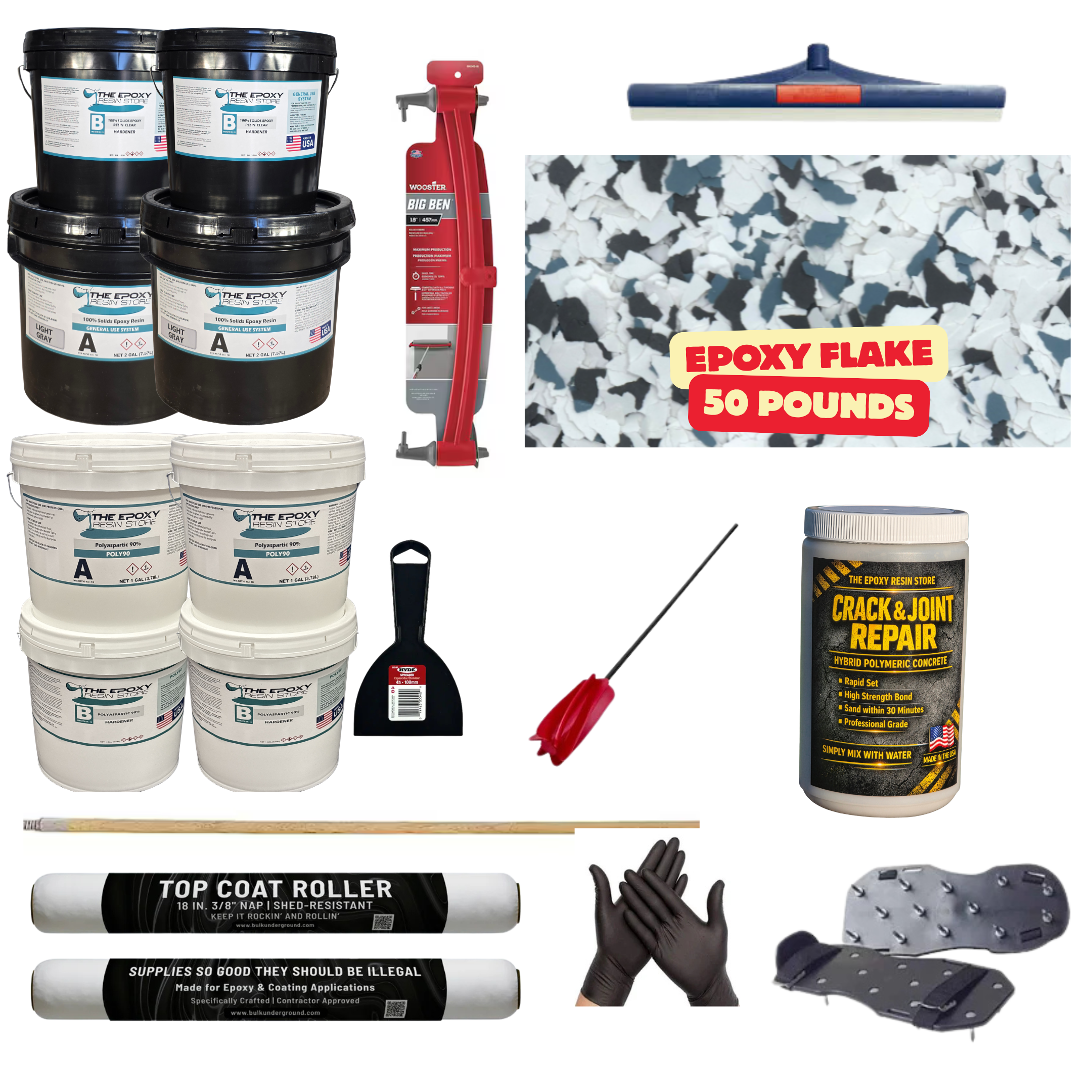 ULTIMATE DIY GARAGE EPOXY KIT - EASY TO INSTALL - EPOXY FLAKE STORMCLOUD