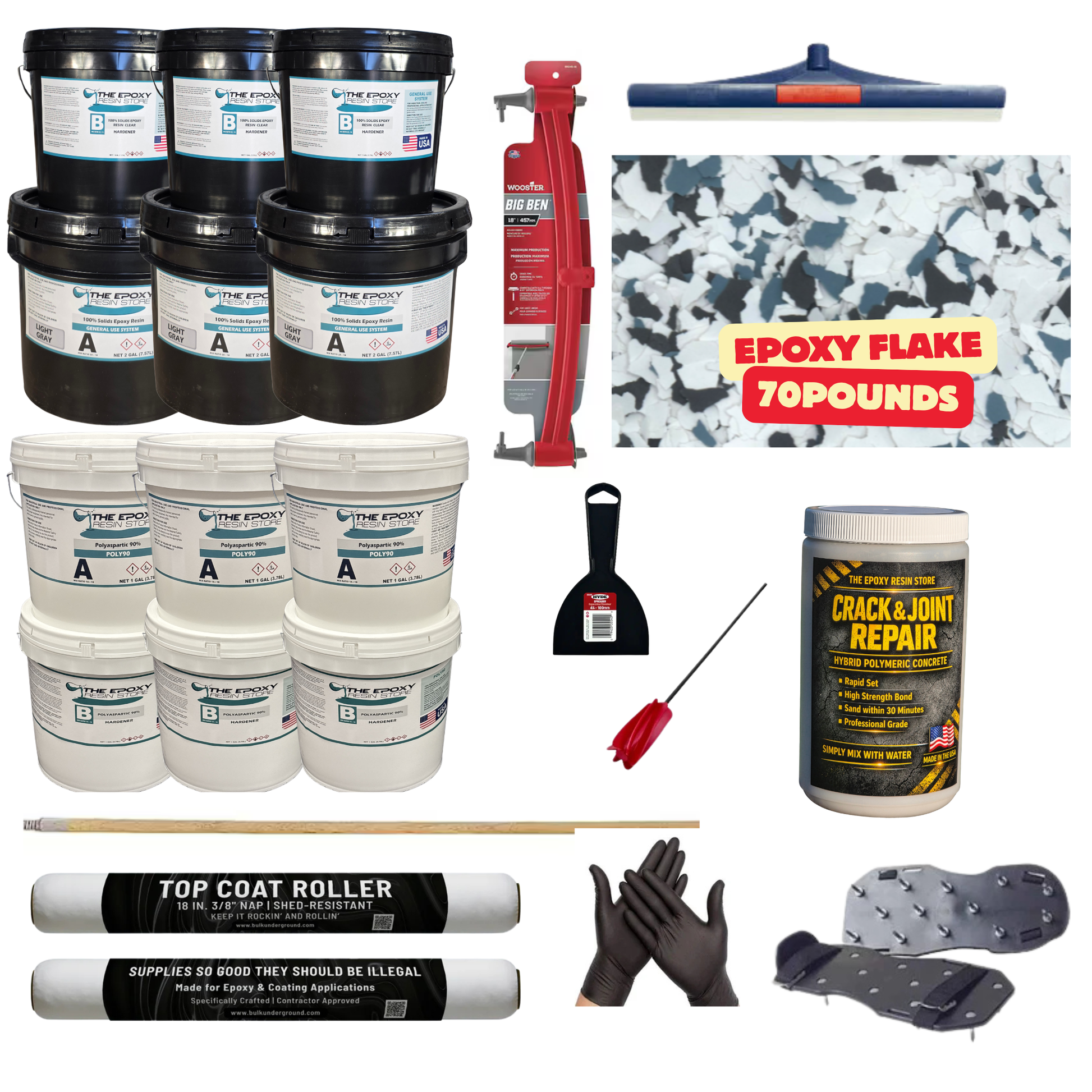 ULTIMATE DIY GARAGE EPOXY KIT - EASY TO INSTALL - EPOXY FLAKE STORMCLOUD