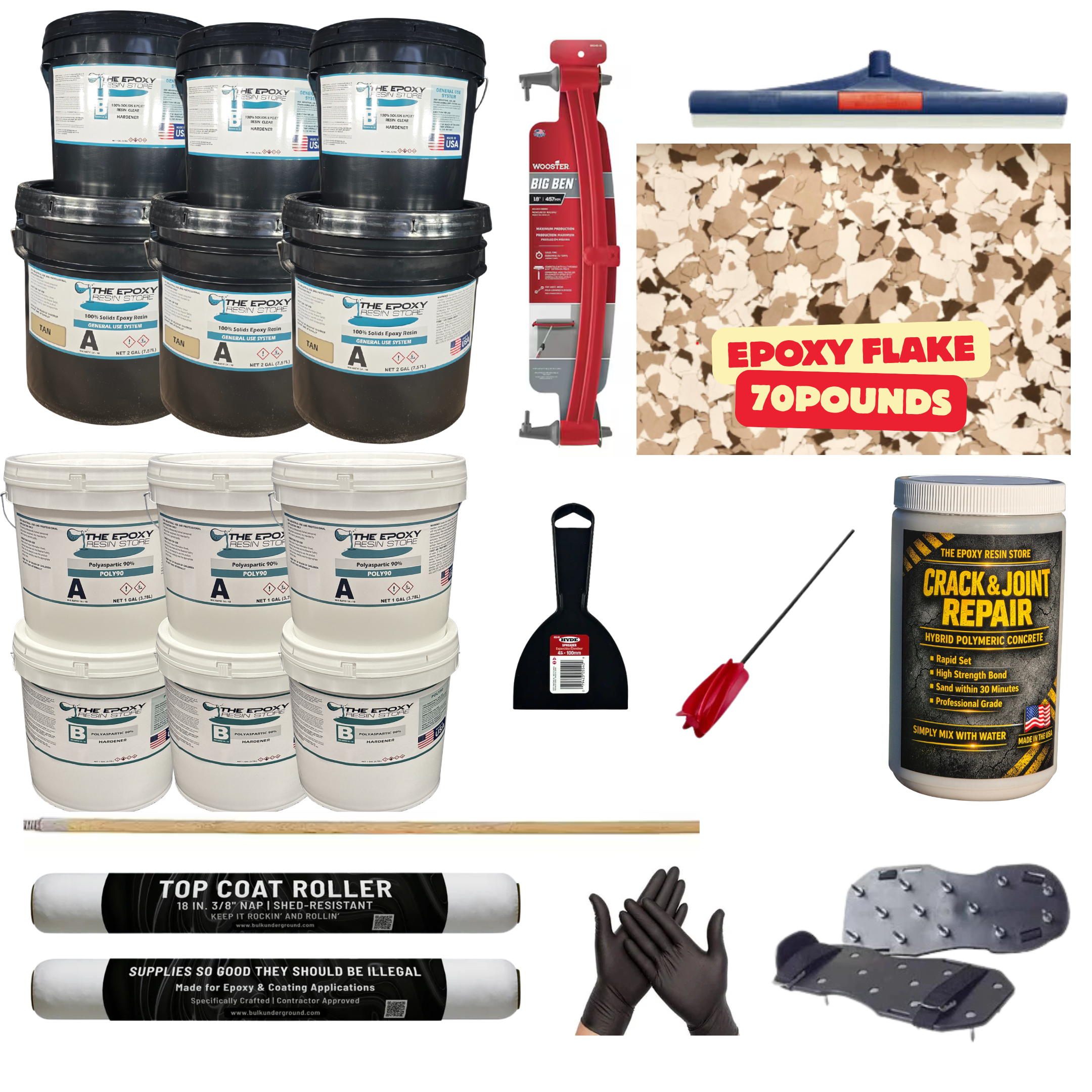 ULTIMATE DIY GARAGE EPOXY KIT - EASY TO INSTALL - EPOXY FLAKE DESERT