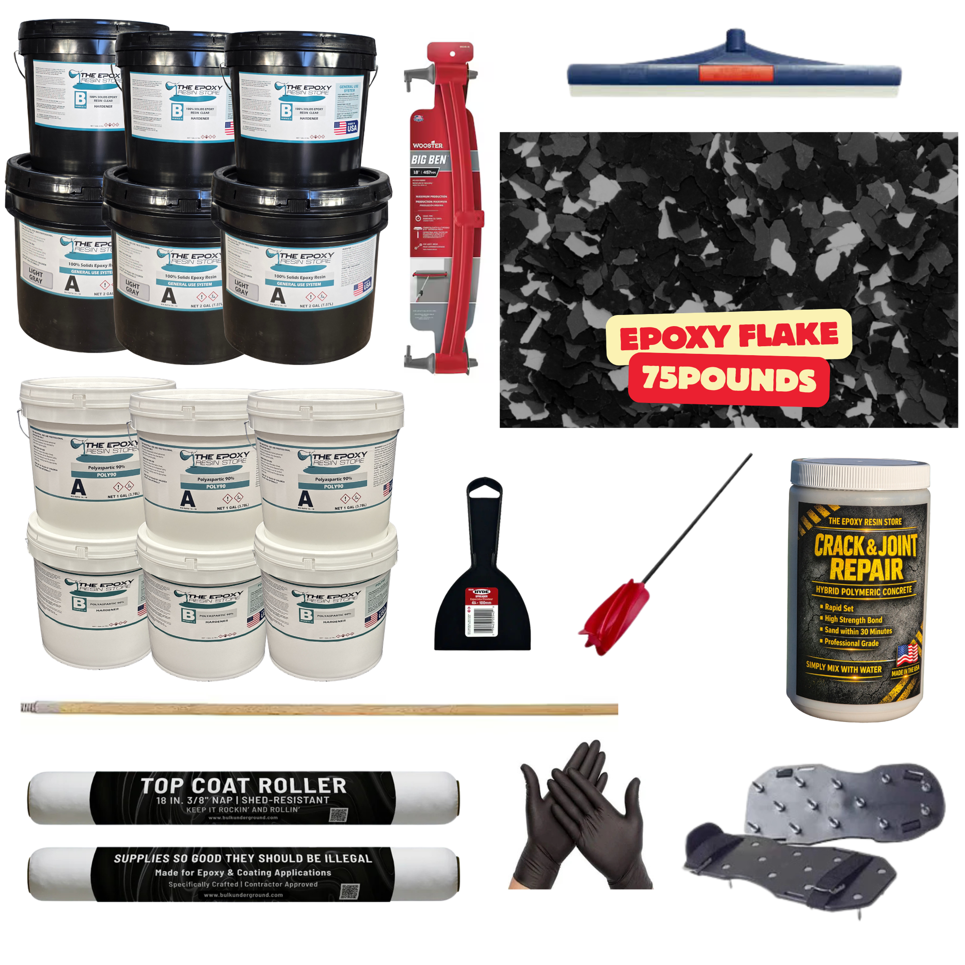 ULTIMATE DIY GARAGE EPOXY KIT - EASY TO INSTALL - EPOXY FLAKE DARKSTAR