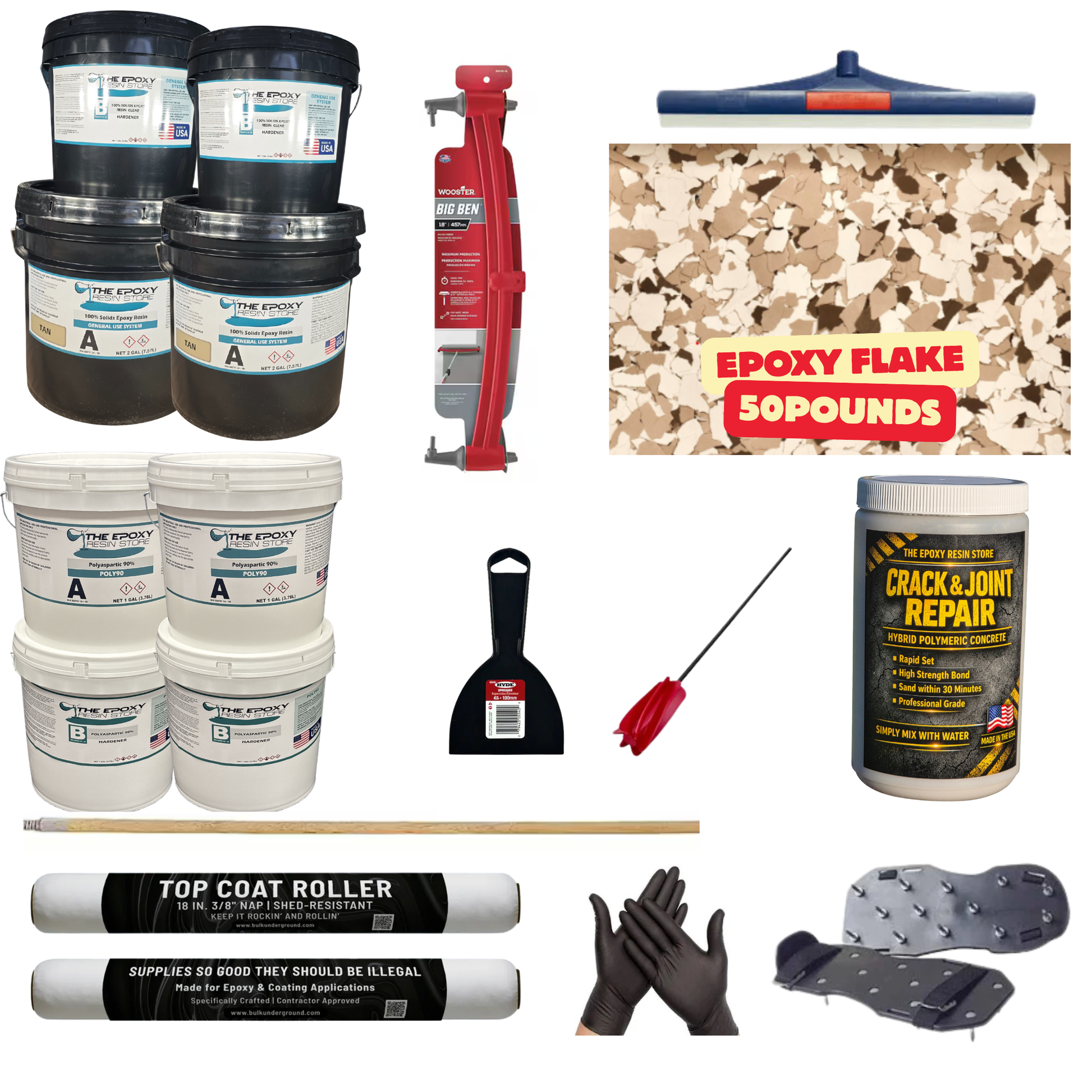 ULTIMATE DIY GARAGE EPOXY KIT - EASY TO INSTALL - EPOXY FLAKE DESERT