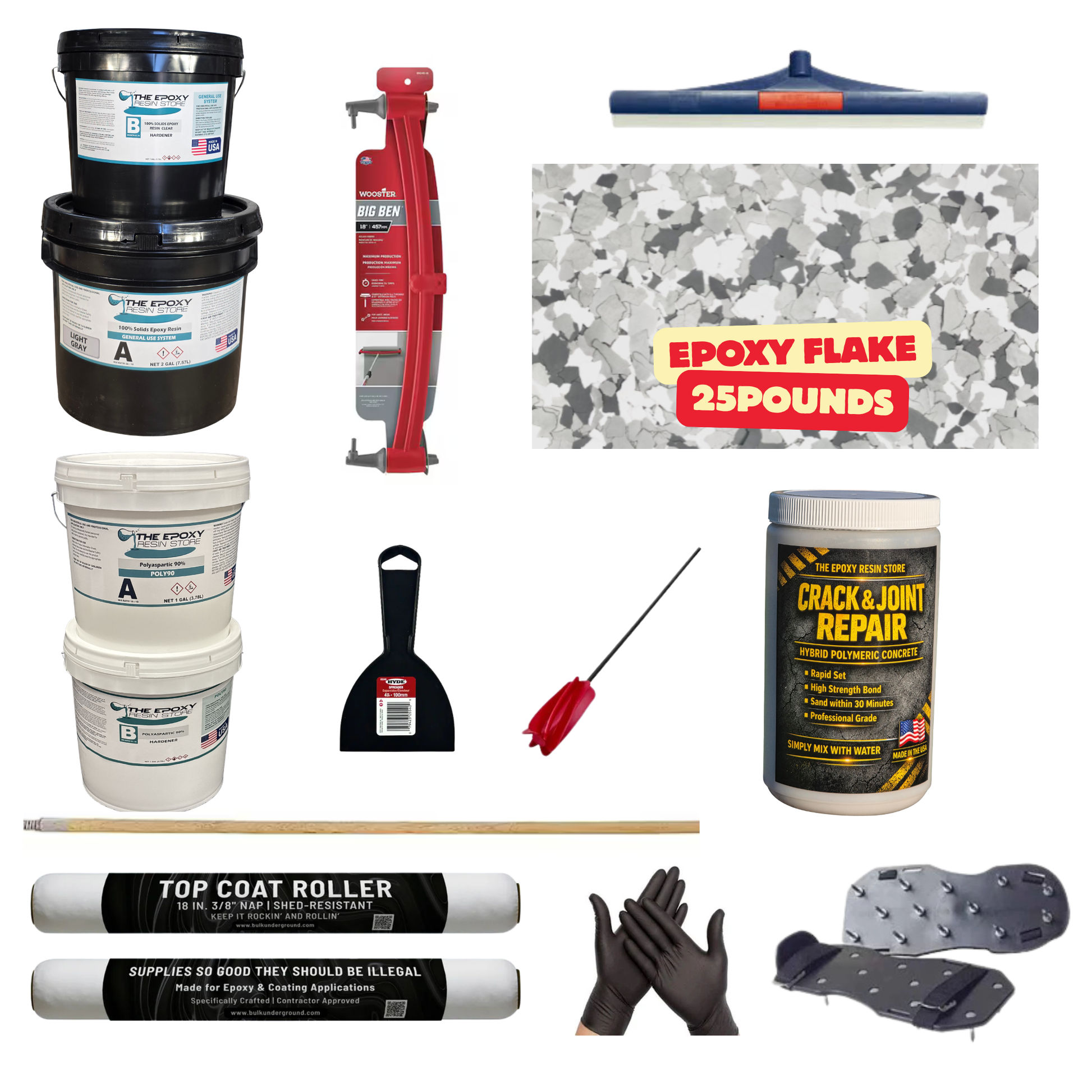 ULTIMATE DIY GARAGE EPOXY KIT - EASY TO INSTALL - EPOXY FLAKE GRAY HAZE