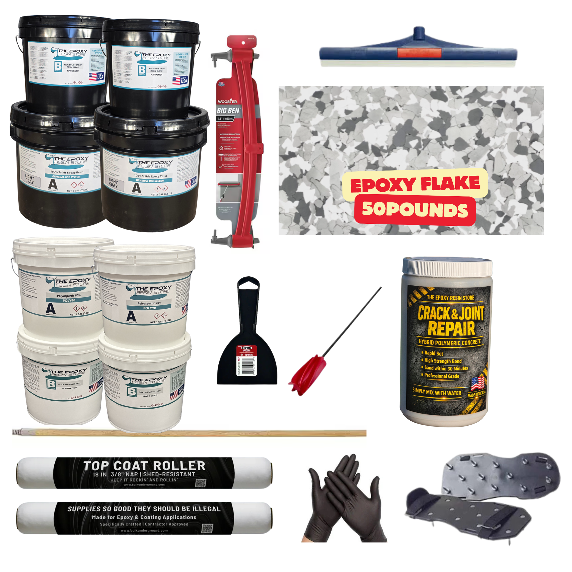 ULTIMATE DIY GARAGE EPOXY KIT - EASY TO INSTALL - EPOXY FLAKE GRAY HAZE