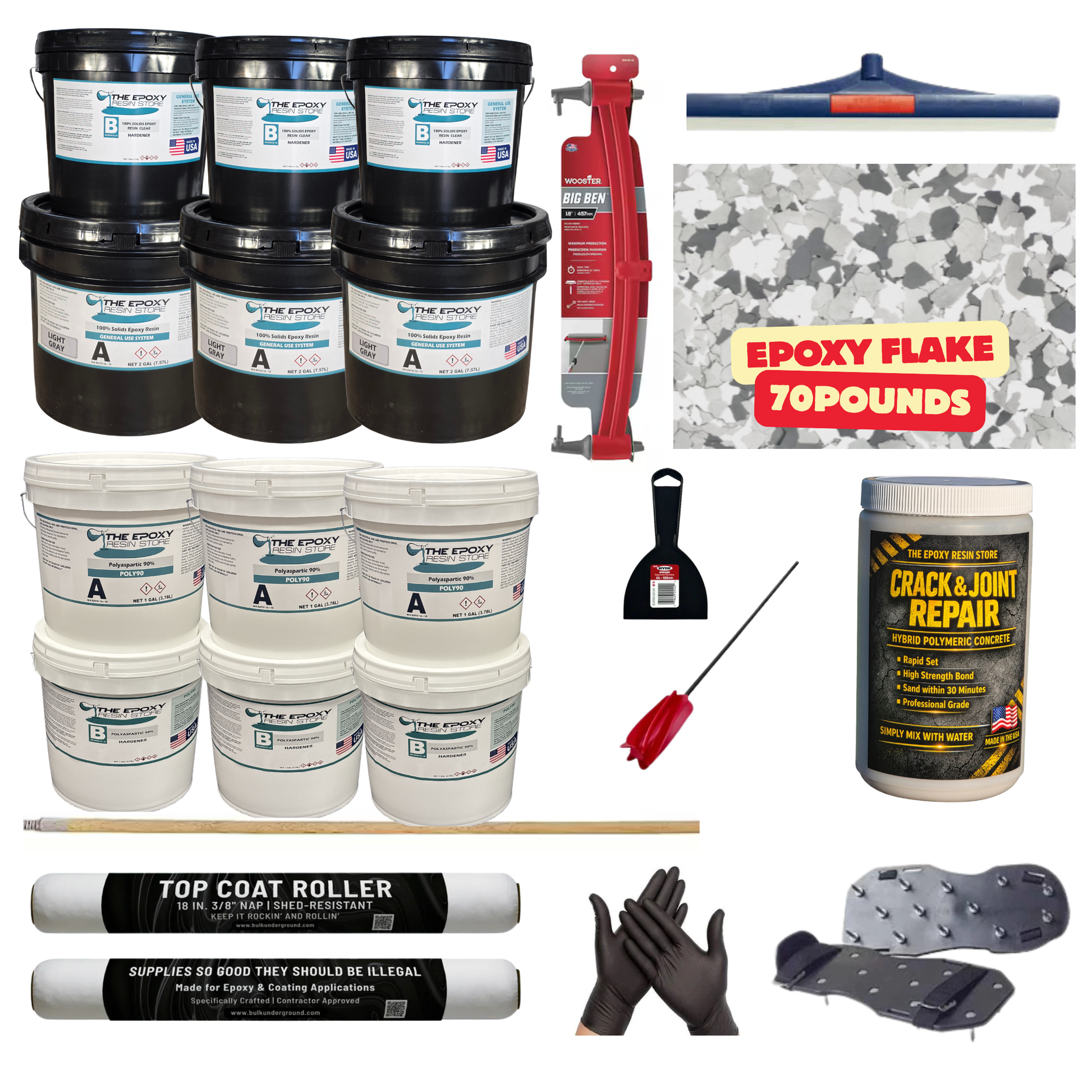 ULTIMATE DIY GARAGE EPOXY KIT - EASY TO INSTALL - EPOXY FLAKE GRAY HAZE