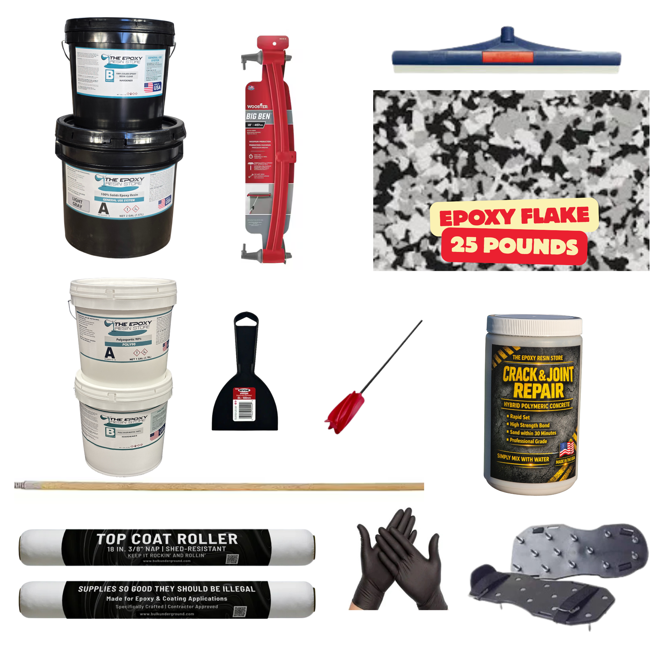 ULTIMATE DIY GARAGE EPOXY KIT - EASY TO INSTALL - EPOXY FLAKE SALT & PEPPER