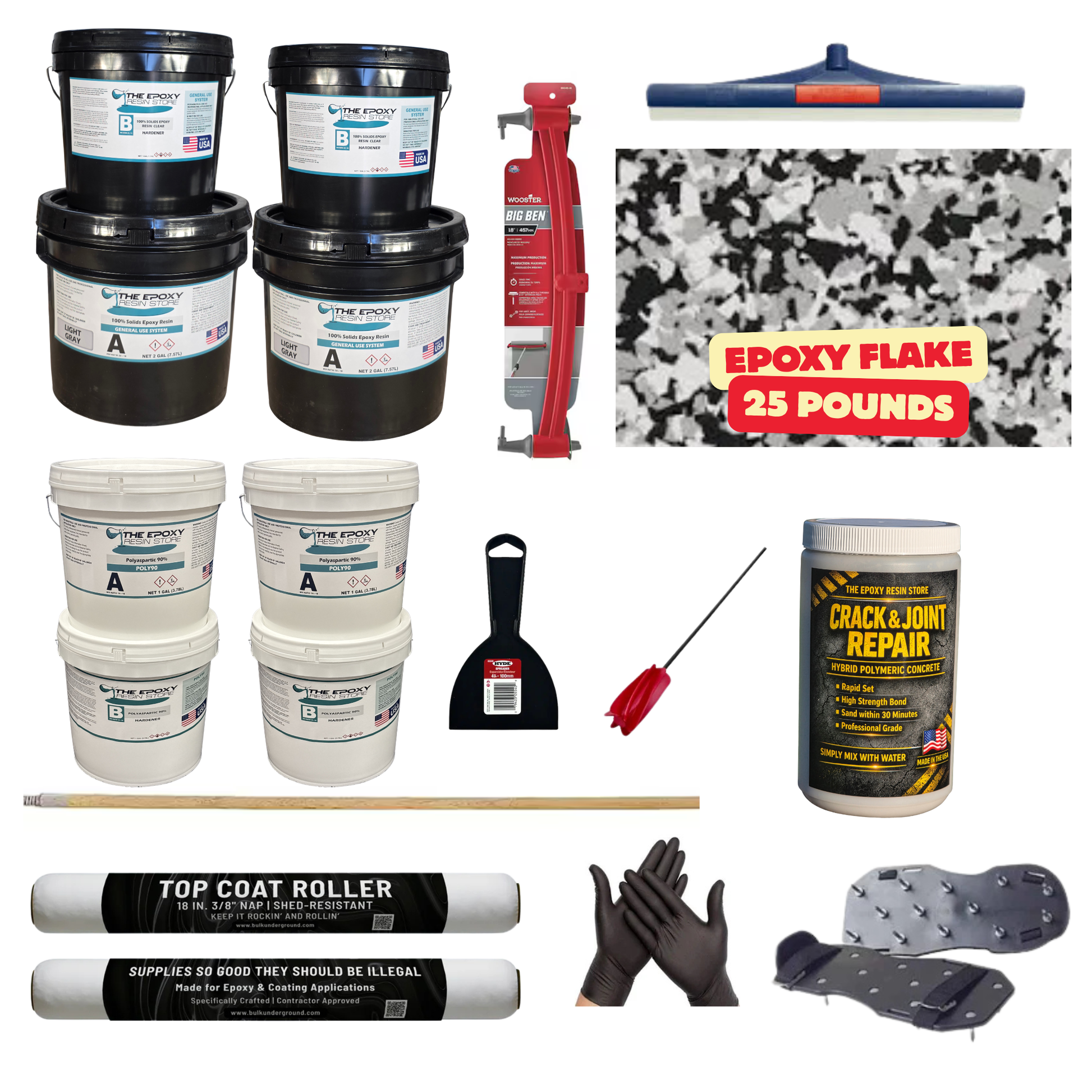 ULTIMATE DIY GARAGE EPOXY KIT - EASY TO INSTALL - EPOXY FLAKE SALT & PEPPER