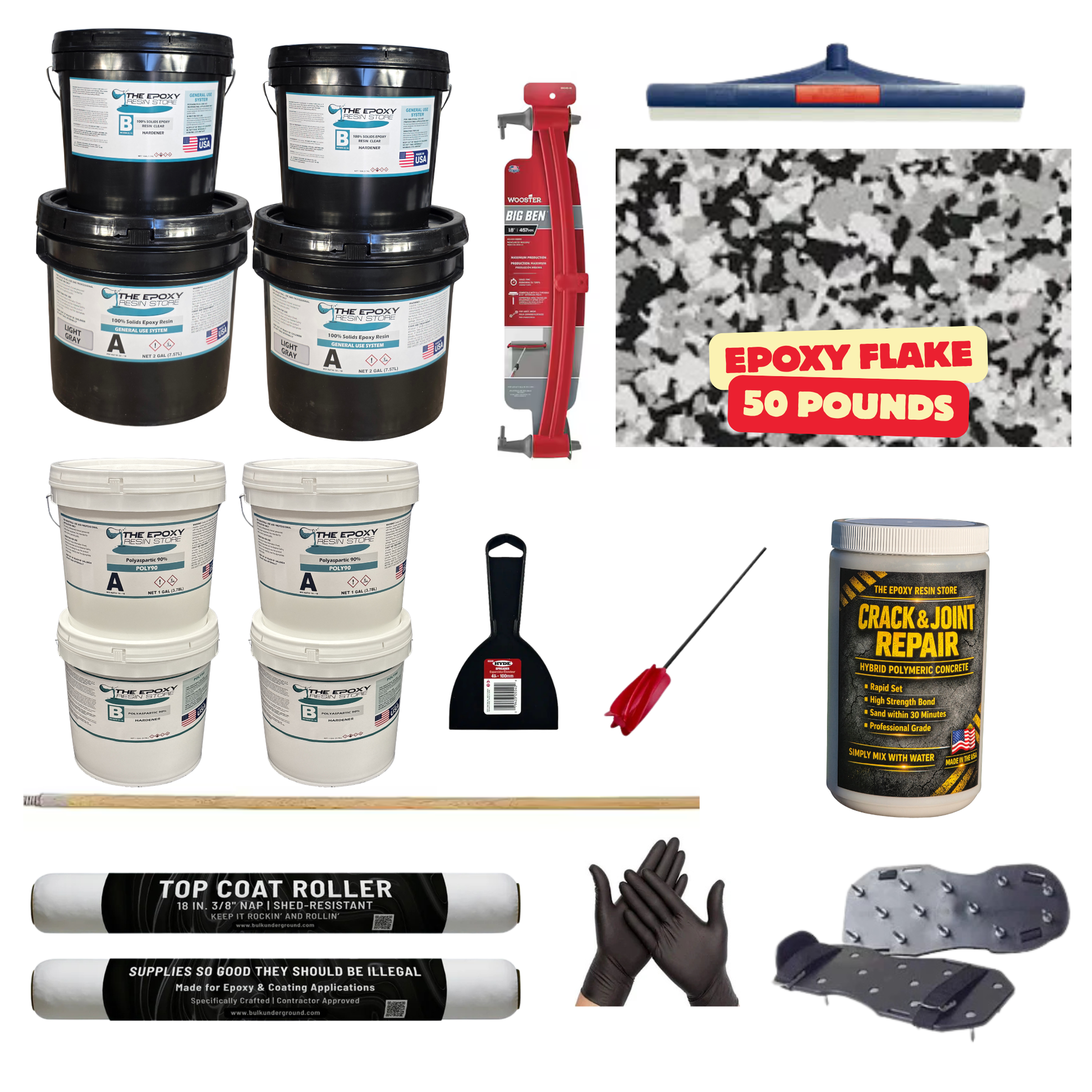 ULTIMATE DIY GARAGE EPOXY KIT - EASY TO INSTALL - EPOXY FLAKE SALT & PEPPER