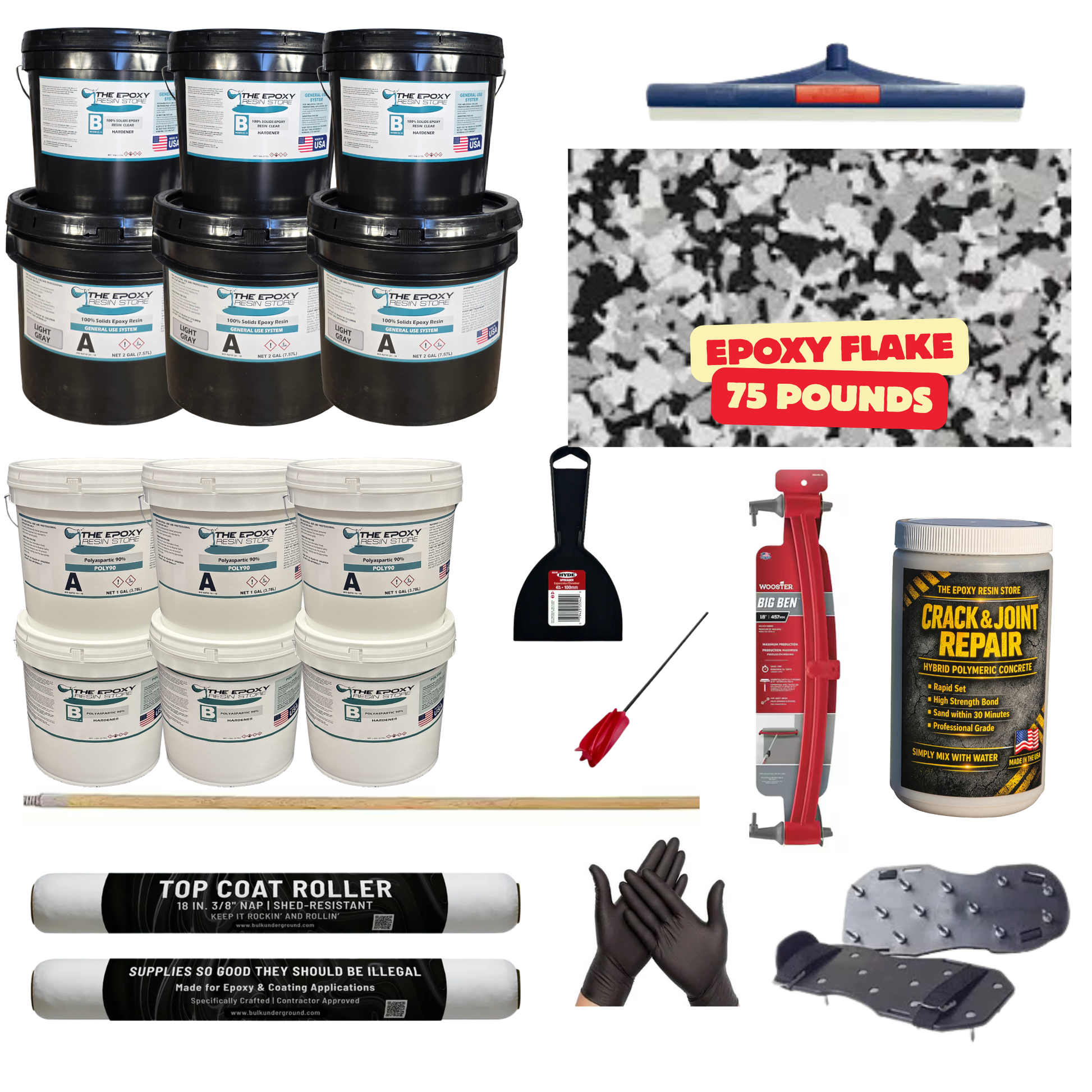 ULTIMATE DIY GARAGE EPOXY KIT - EASY TO INSTALL - EPOXY FLAKE SALT & PEPPER