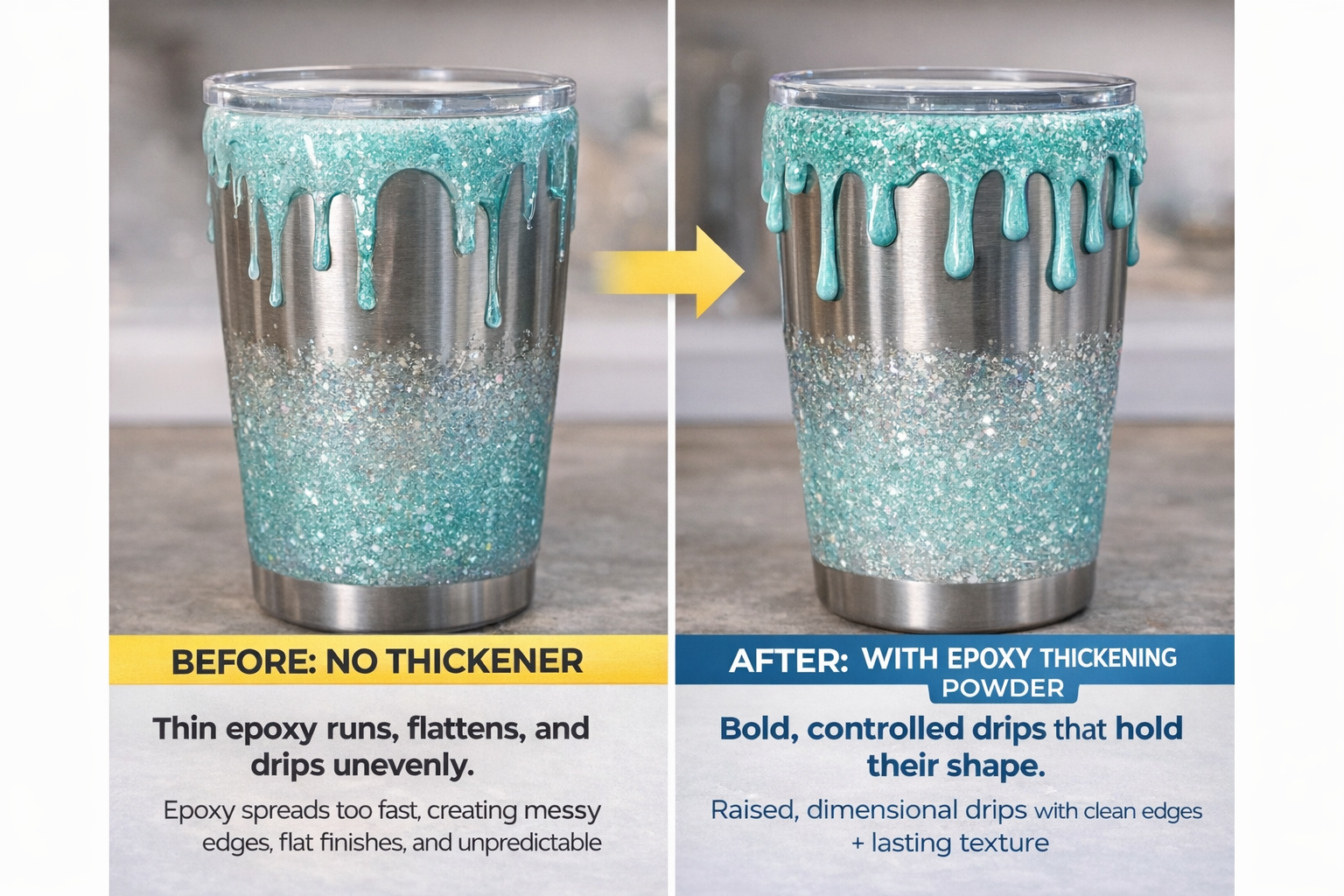 Epoxy Thickener for Tumbler Drips – Create Controlled Drip & Texture Effects