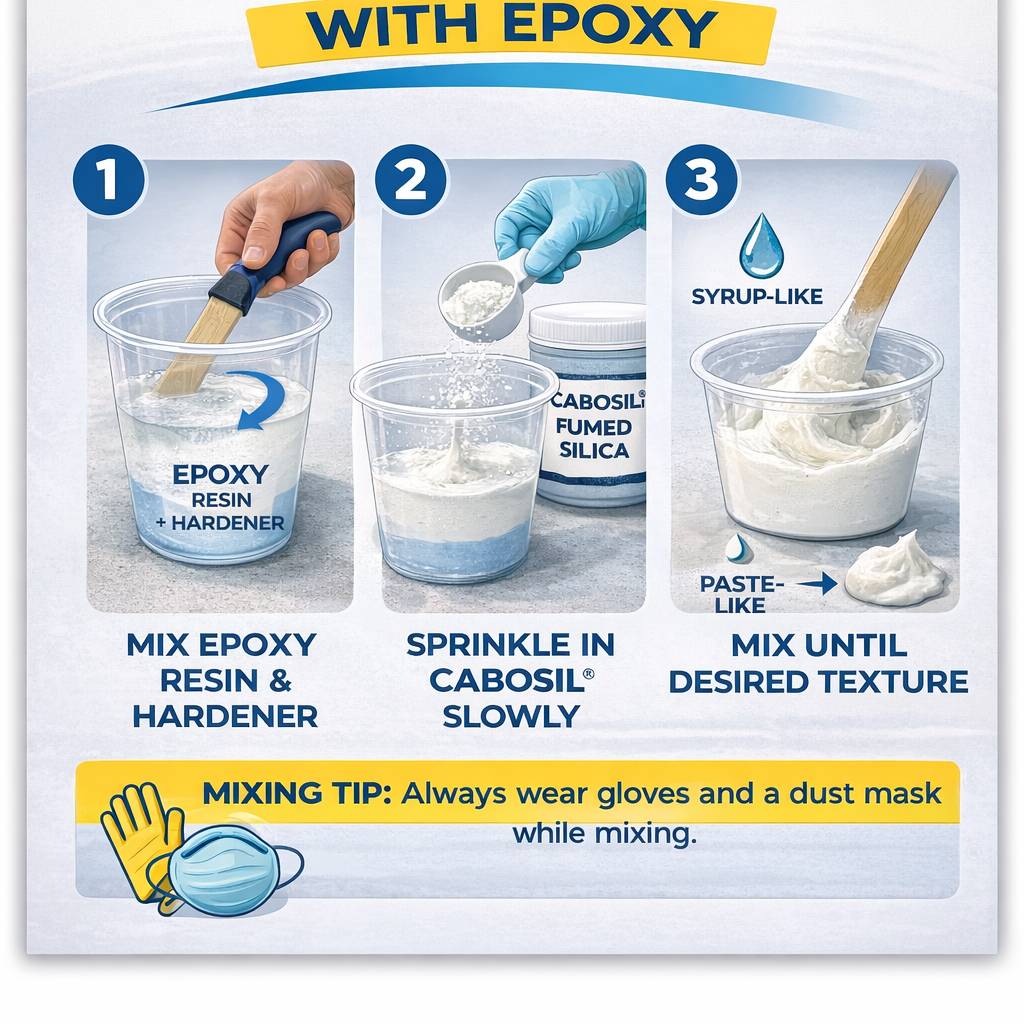 Cabosil® Fumed Silica – Epoxy & Paint Thickener for Non-Sag, Paste-Like Mixing