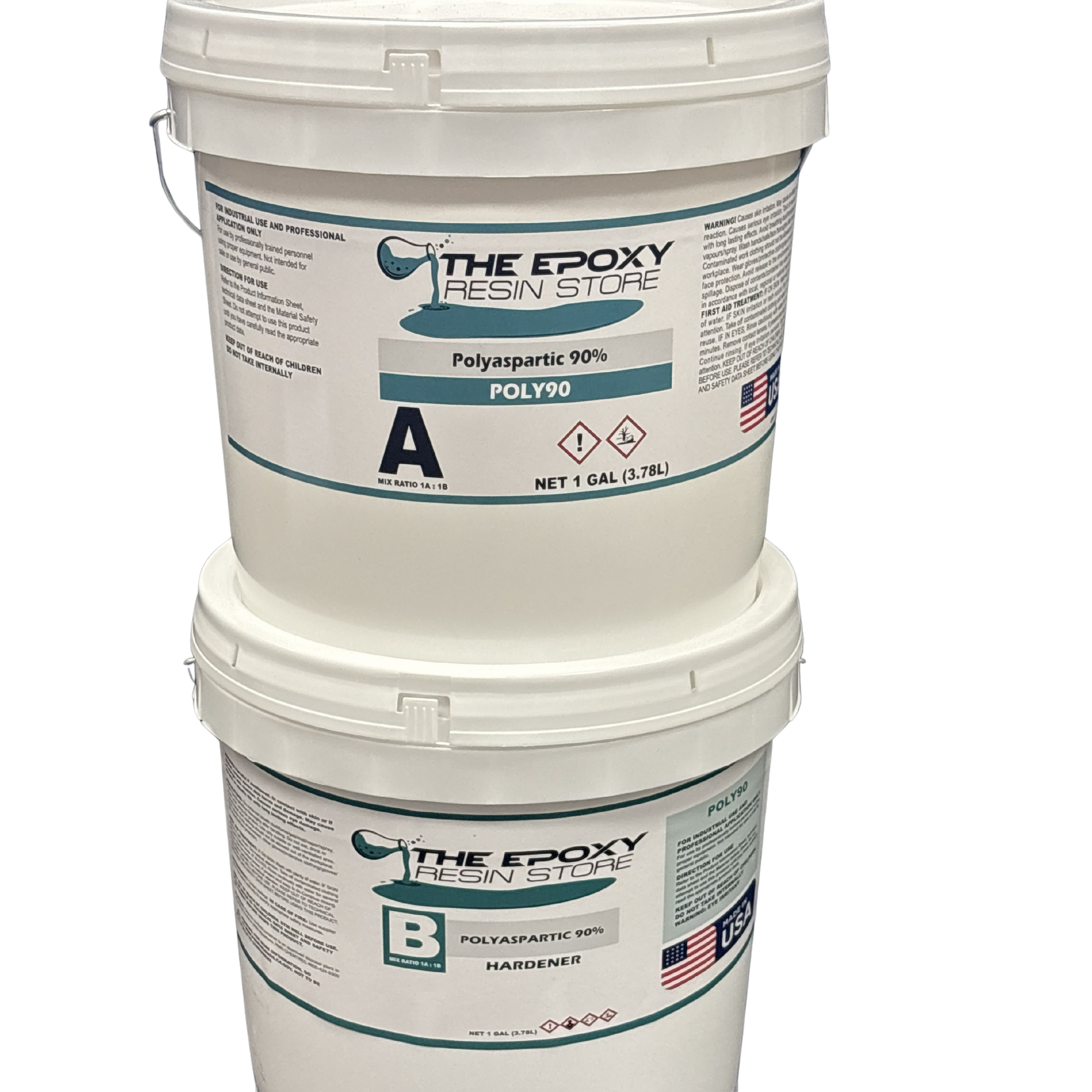 Clear Polyaspartic 90% Solids – 1:1 UV-Stable Non-Yellowing Top Coat for Concrete & Epoxy Floors