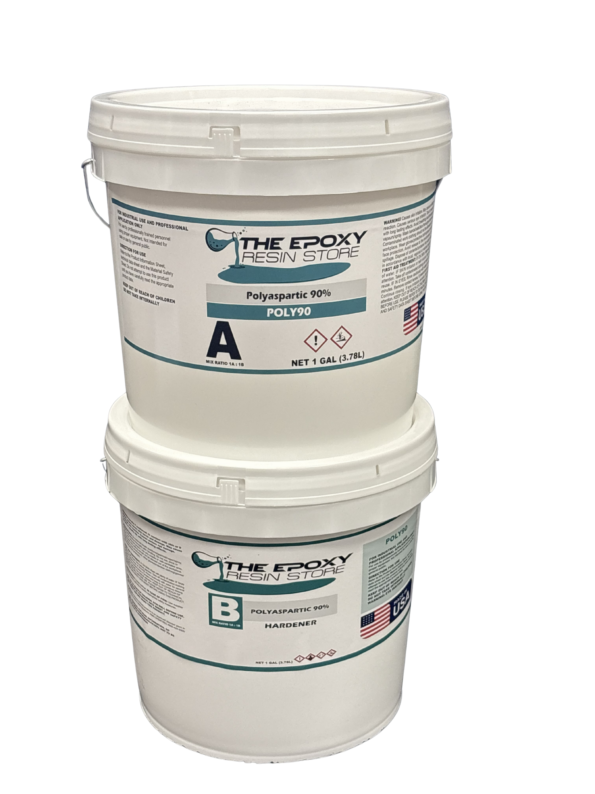 Clear Polyaspartic 90% Solids – 1:1 UV-Stable Non-Yellowing Top Coat for Concrete & Epoxy Floors