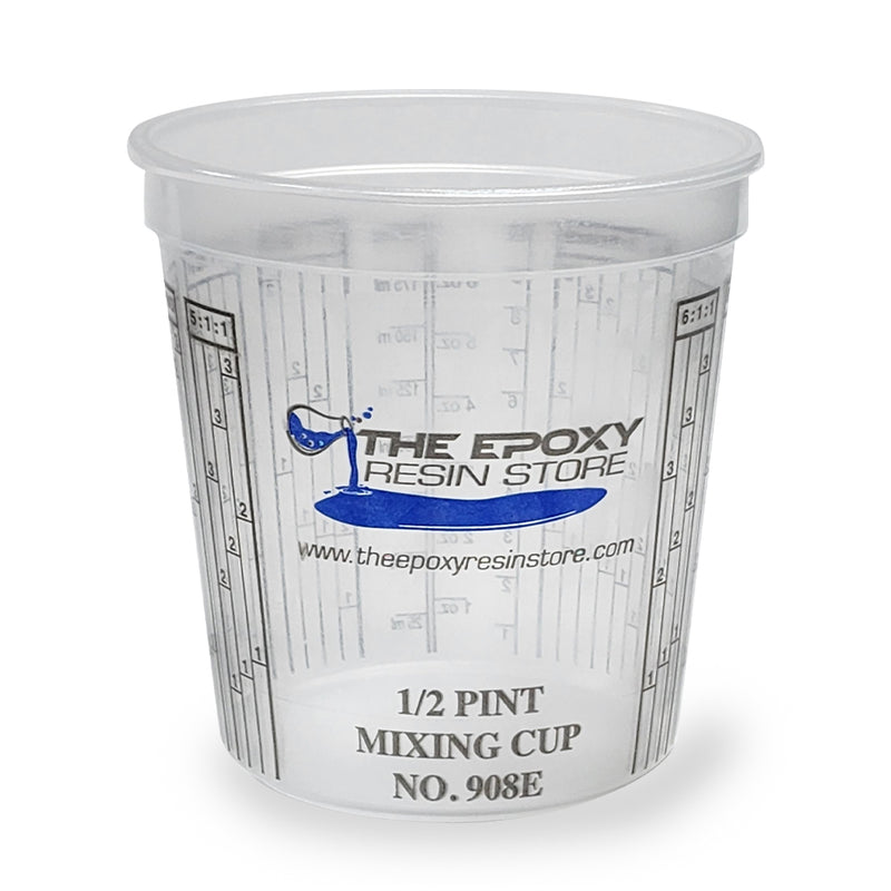 Clear Plastic 0.5 Pint Epoxy Resin Mixing Cups - Graduated Measurements in ML and OZ