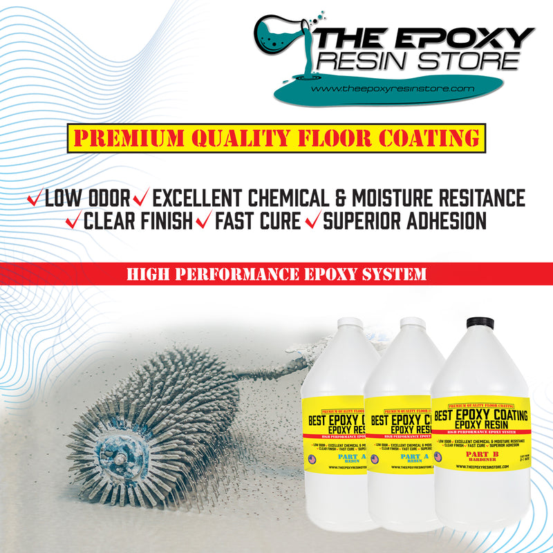 Best Epoxy Coating - Epoxy Resin 2 Part Industrial Flooring Epoxy - 3 Gallon Kit