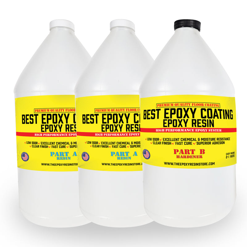 Best Epoxy Coating - Epoxy Resin 2 Part Industrial Flooring Epoxy - 3 Gallon Kit