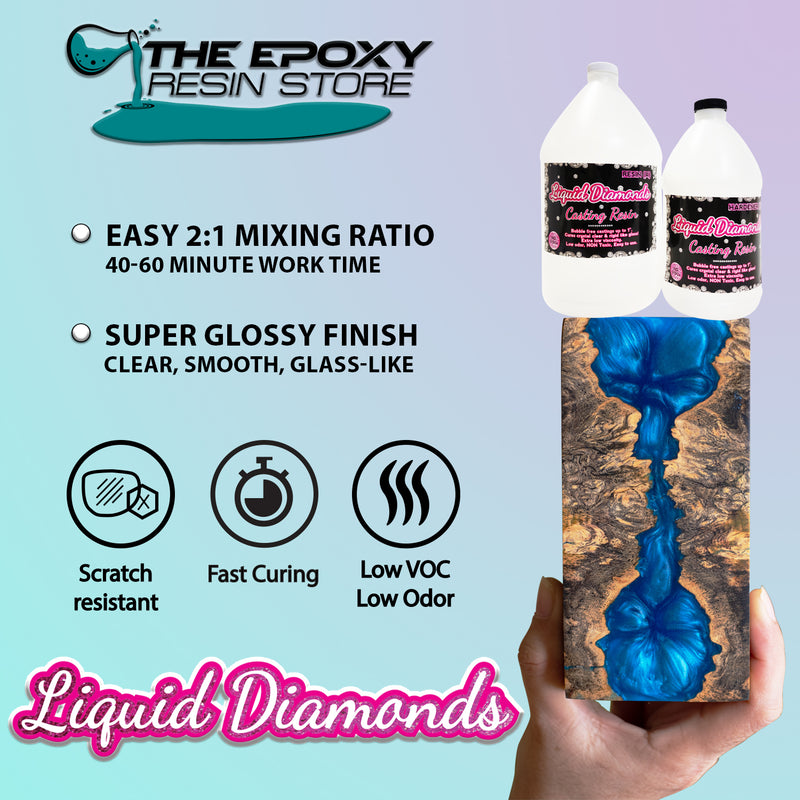 Clear Epoxy Resin for Decorative Casting and Crafting - Liquid Diamonds Casting Epoxy Resin The 1.5 Gallon Kit