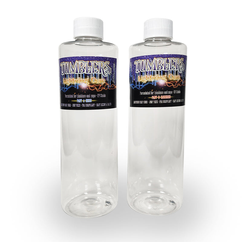 Tumblers Lightning Cure Coating Epoxy Resin Kit | Clear High Gloss UV Resistant Coating System 16oz Kit