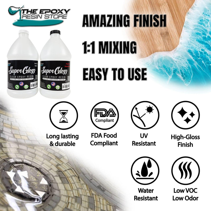 The Epoxt Resin Store - Tumbler Coating Epoxy Resin, Super Gloss Shine, Fast Cure, Self LEVELING, Low Odor, Easy Mixing (1-1), UV Stable, 2 Part 1 Gal