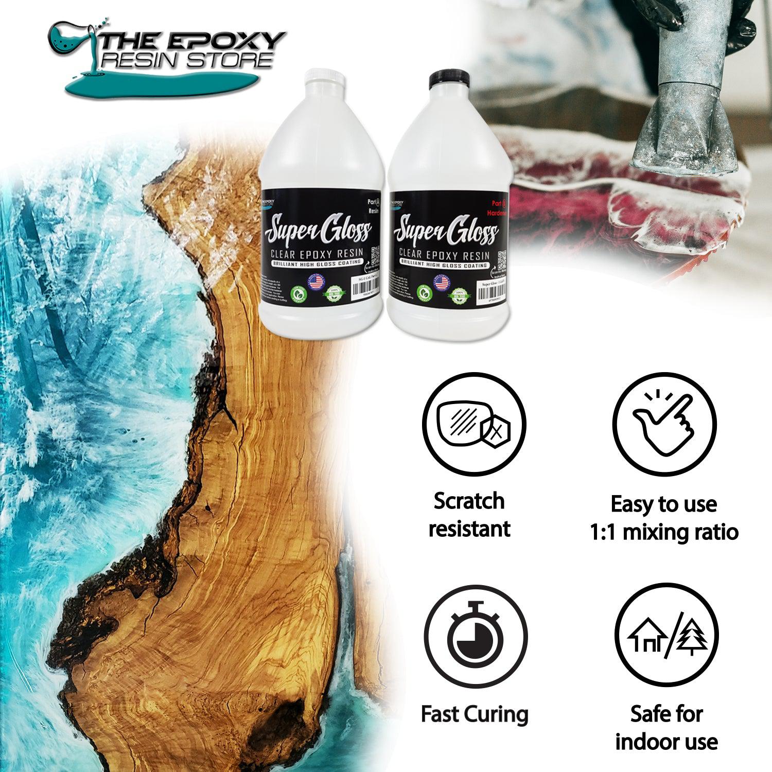 Super Gloss UV Stable Epoxy Resin 1:1 Mixing Ratio for counter and Table Top Coatings - The Epoxy Resin Store Hardware Glue & Adhesives #