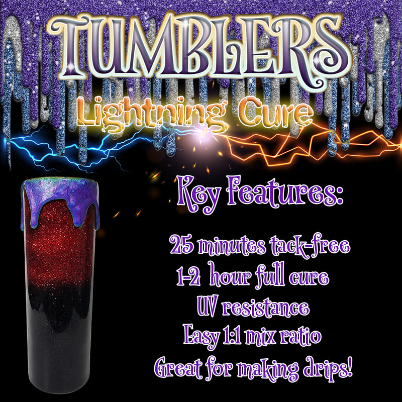 Tumblers Lightning Cure Coating Epoxy Resin Kit | Clear High Gloss UV Resistant Coating System
